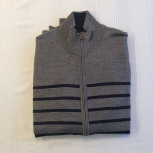 Micheal Kors Grey Stripe Zip Up Sweater